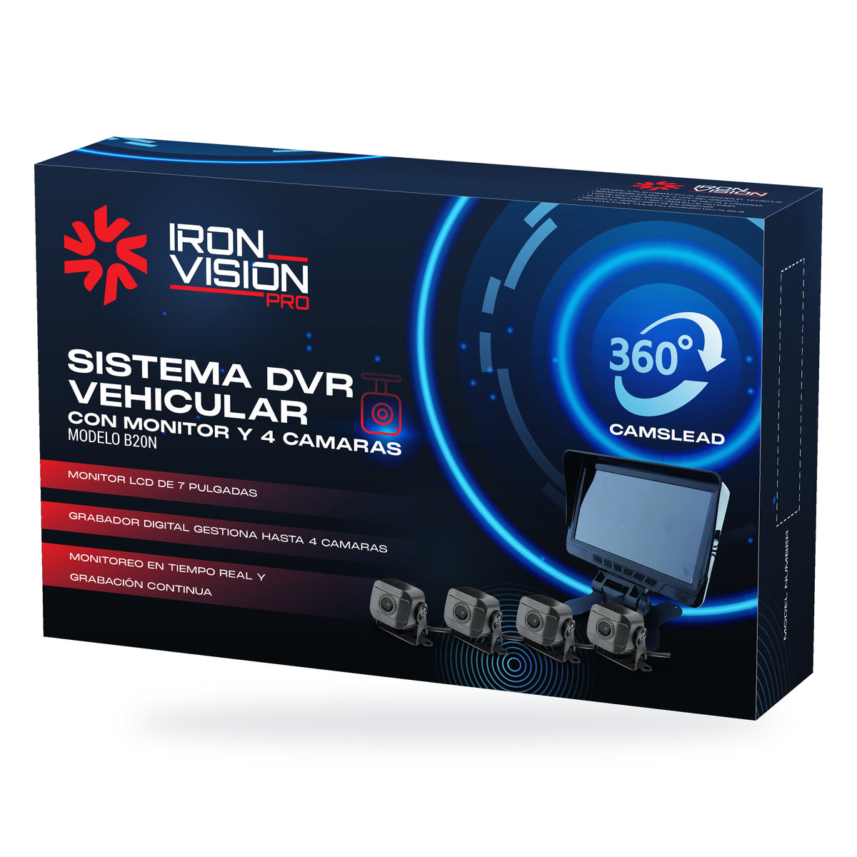 Kit DVR para Camión Iron Vision Pro B20N — Monitor 7" y 4 Cámaras