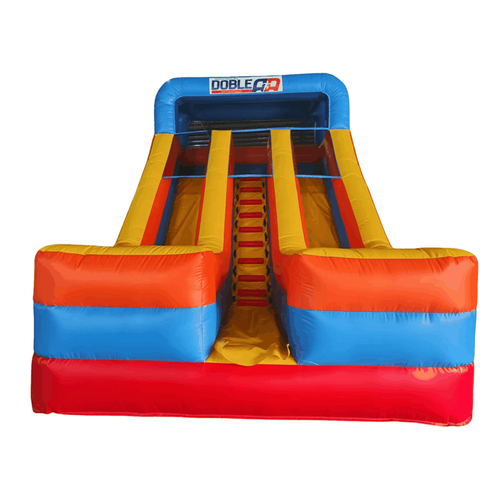 Tobogán Cuadrado Doble Inflable para Niños — Incluye Turbina