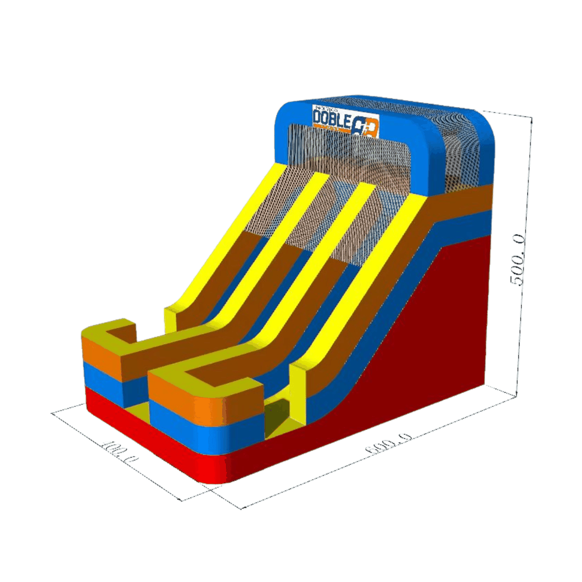 Tobogán Cuadrado Doble Inflable para Niños — Incluye Turbina