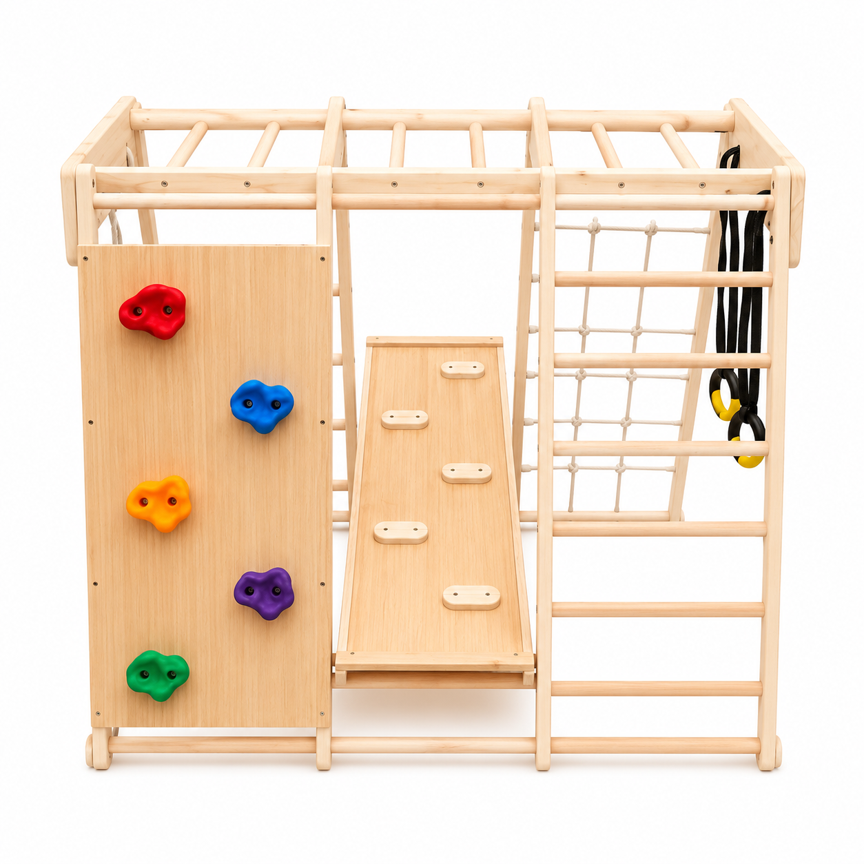 Climby Play® | Parque Infantil Montessori de Madera con Escalada y Resbalín