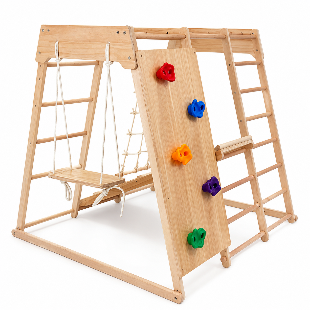 Climby Play® | Parque Infantil Montessori de Madera con Escalada y Resbalín