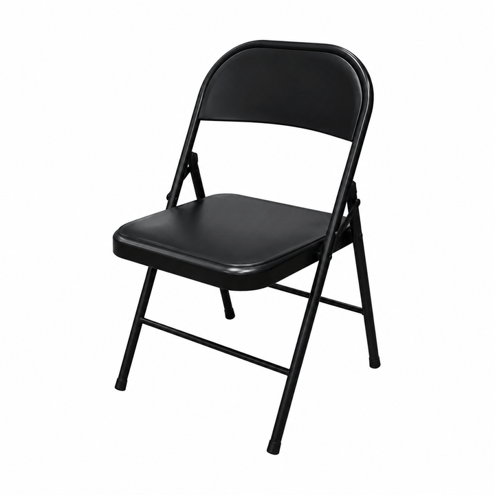 Silla Plegable Negra de Alta Resistencia — Soporta hasta 150 kg, Ideal para Eventos